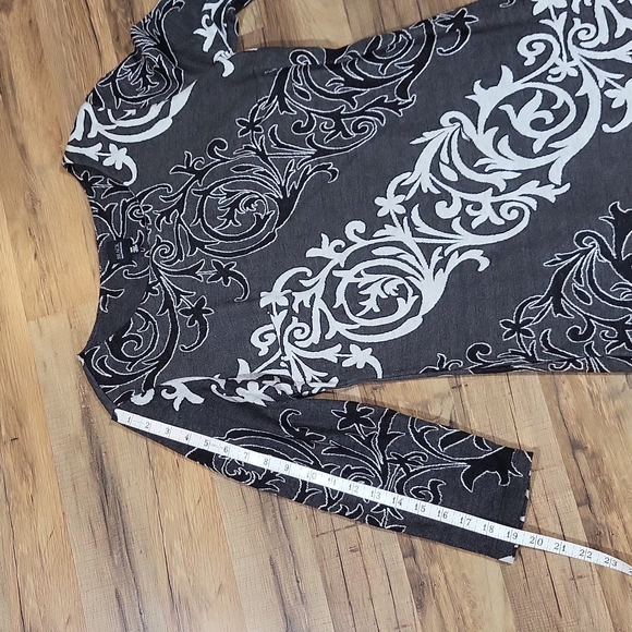 BLACK SAKS FIFTH AVE Black White Foral Long Sheath Midi Dress - Picture 7 of 10